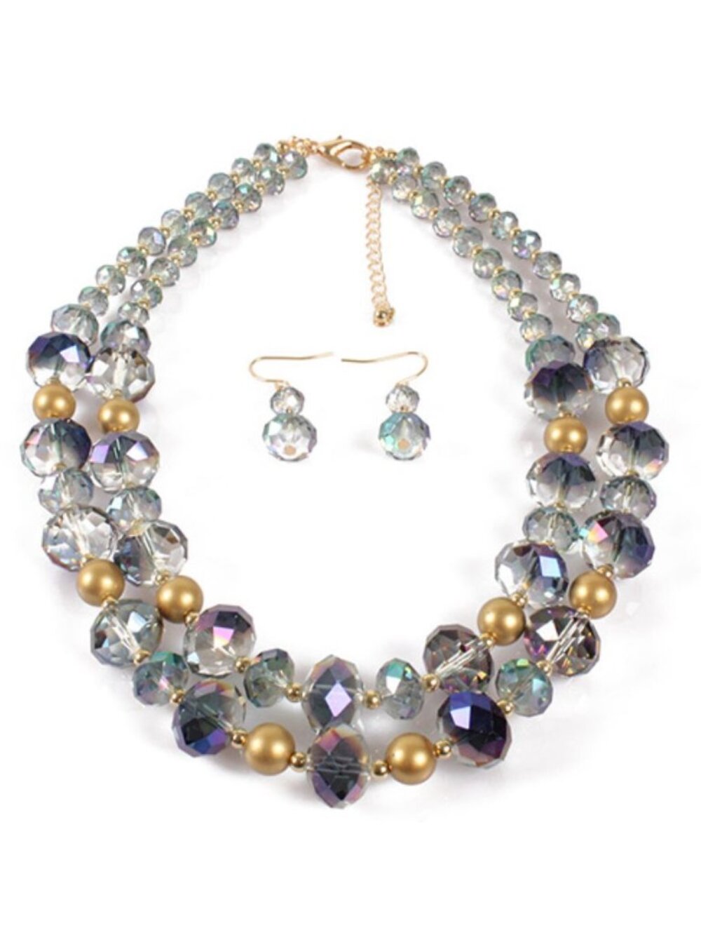 Handmade Crystal Multistrand Strand Layered Jewelry Set